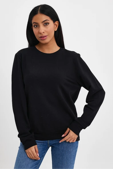 Kadın Bisiklet Yaka Rahat Kalıp 3 iplik Kalın Sweatshirt SPR24SWK-36 - 5