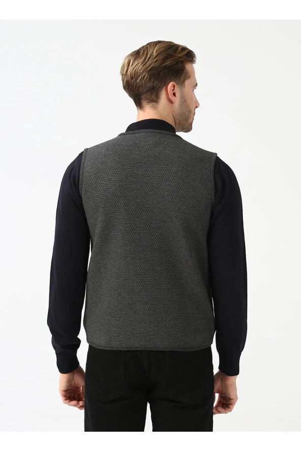 V Yaka Kapitone Antrasit Erkek Kazak Tr2013700297 - 4