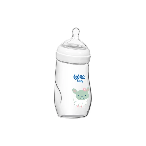 Açılı Cam Biberon Wee Baby 146 Kuzu Beyaz 180ml