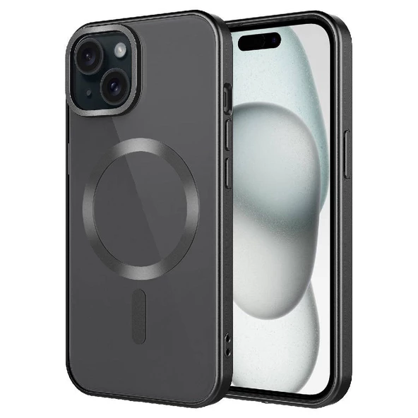 iPhone 15 Kılıf Mat Tasarımlı Magsafe Wireless Şarj Özellikli Mat Setro Kılıf - Resim 3