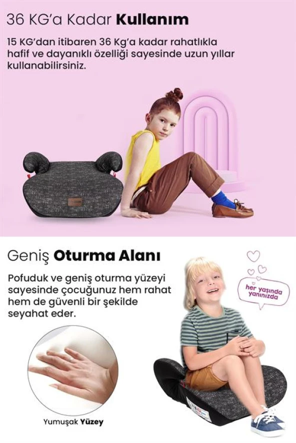 Babydoor Motto 15-36 KG Yükseltici Oto Koltuğu Ultra Comfort Yükseltici - Siyah - 6