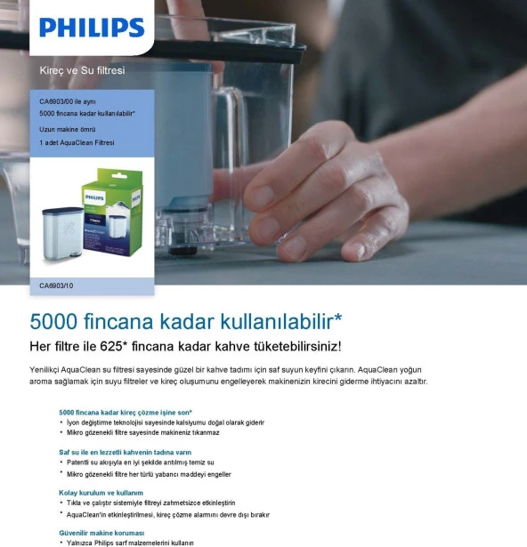 Philips CA6903/00 Kireç ve Su Filtresi (8720389000478) - Resim 2