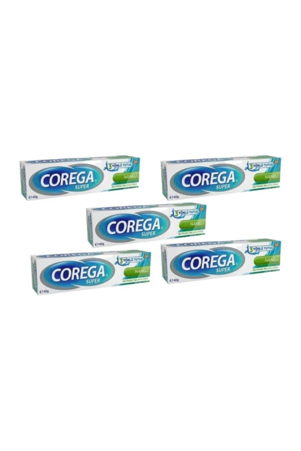 COREGA Super Naneli Diş Protezi Yapıştırıcı Krem 40Gr 5 Adet