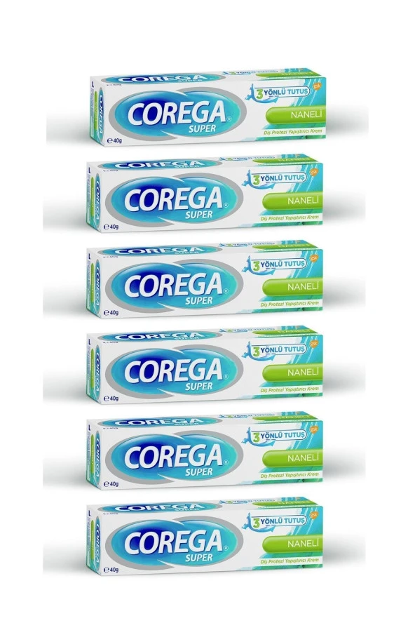 COREGA Süper Protez Yapıştırıcı Krem Naneli 40Gr X 6 Adet