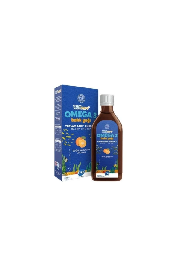 Omega 3 Doğal Mandalina Aromalı Balık Yağı Içeren Sıvı Takviye Edici Gıda 150ml