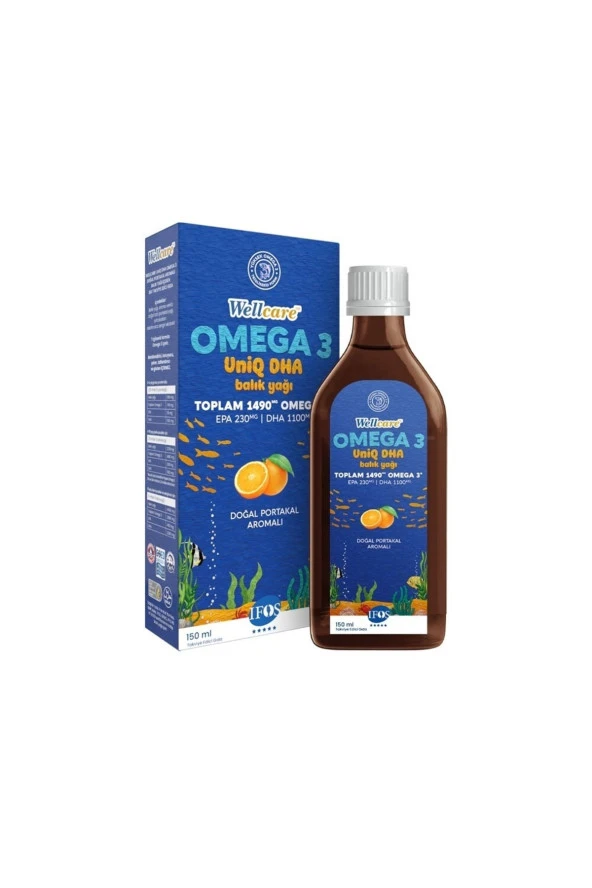 Omega3 Uniq Dha Doğal Portakal Aromalı Balık Yağı Takviye Edici Gıda 150ml