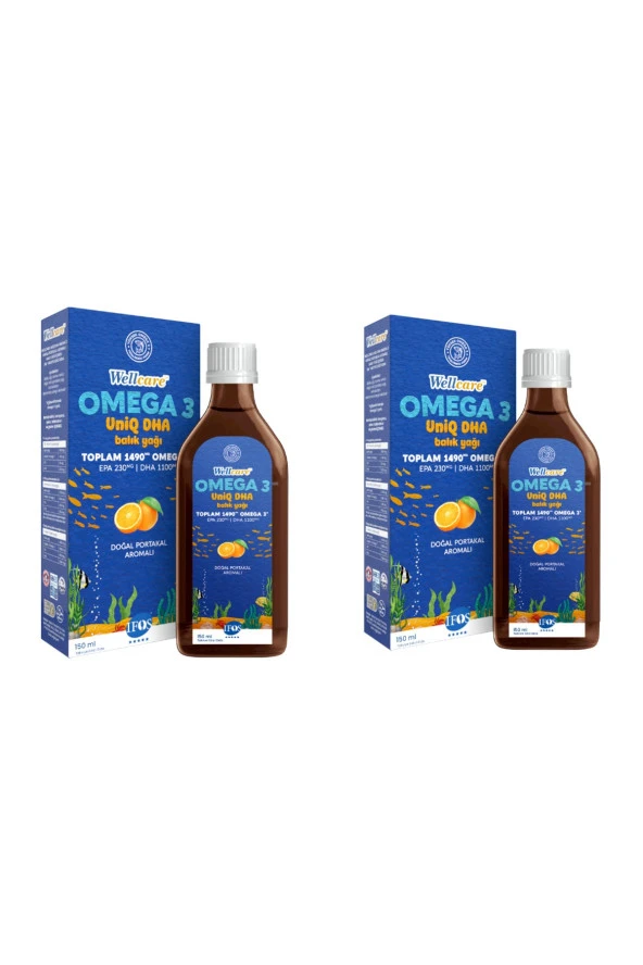 Omega 3 Uniq Doğal Portakal Balık Yağı Sıvı 150 Ml 2 Kutu