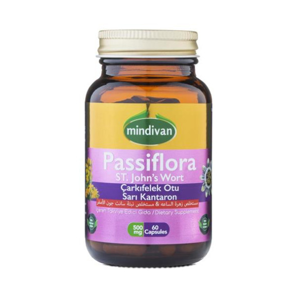 Mindivan Passiflora Çarkıfelek Otu&Kantaron Ekstreli 60 x 500 mg