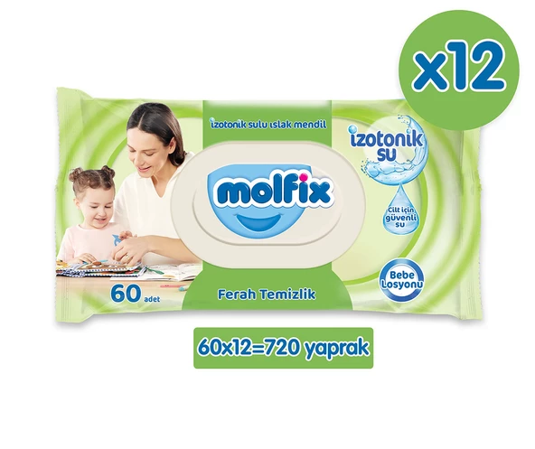 Molfix İzotonik Sulu Islak Mendil Ferah Temizlik 720 Adet