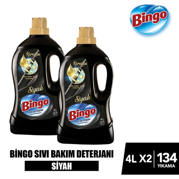Bingo Siyah Sıvı Bakım Çamaşır Deterjanı 4 lt 2'li