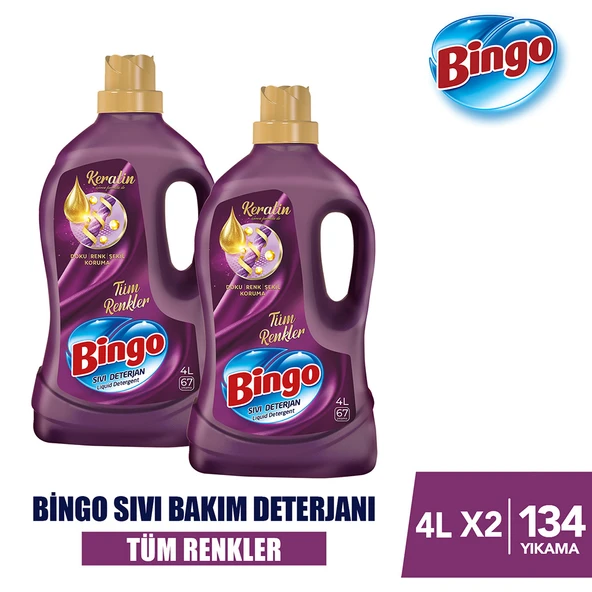 Bingo Onaran Koruma Sıvı Bakım Çamaşır Deterjanı 4 lt 2'li