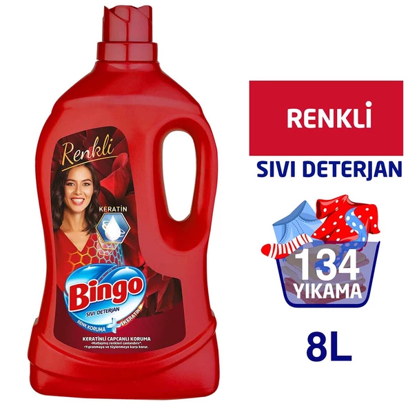 Bingo Renkli Sıvı Bakım Çamaşır Deterjanı 4 lt 2'li