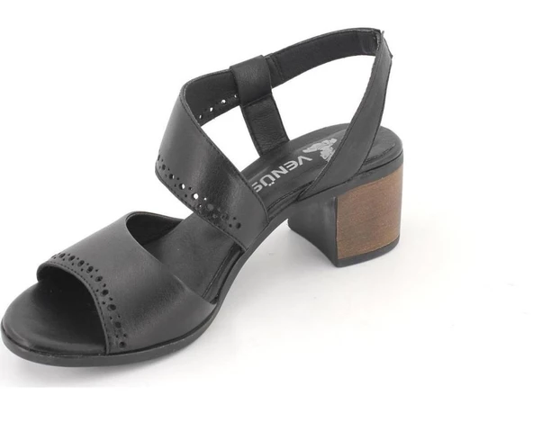 Venüs 1857207y Kadın Hakiki Deri Siyah Yeni Sezon Topuklu Sandalet