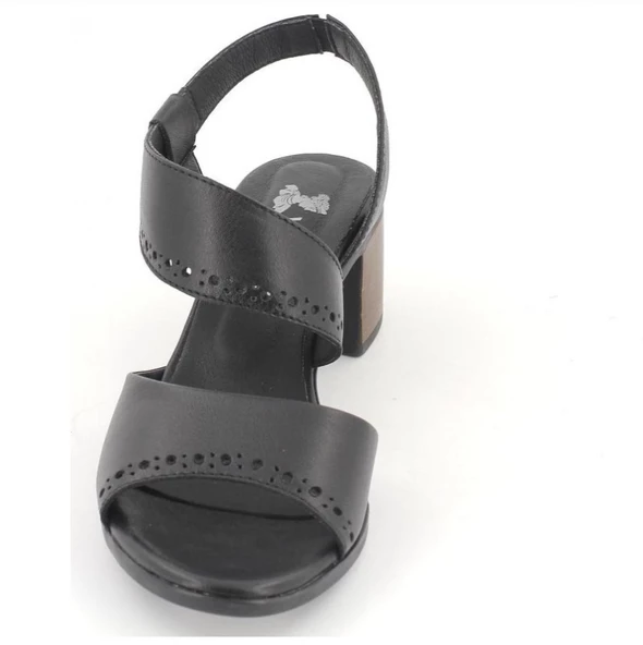 Venüs 1857207y Kadın Hakiki Deri Siyah Yeni Sezon Topuklu Sandalet - 5