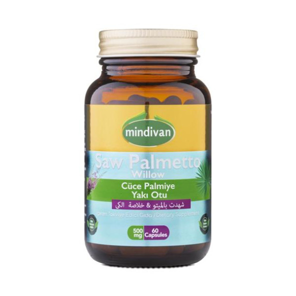 Mindivan (Saw Palmetto) Cüce Palmiye& Yakı Otu Ekstresi 60 x 500 mg