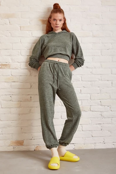 Bol Kesim Eşofman Takım Haki - Resim 4