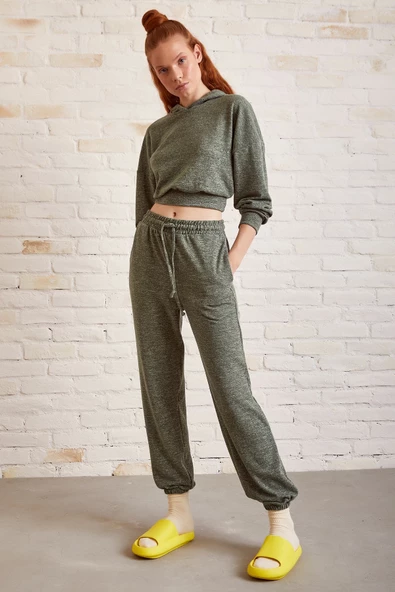 Bol Kesim Eşofman Takım Haki - Resim 3