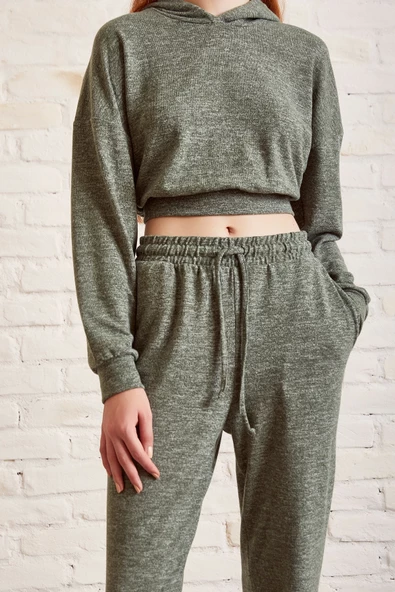 Bol Kesim Eşofman Takım Haki - Resim 5