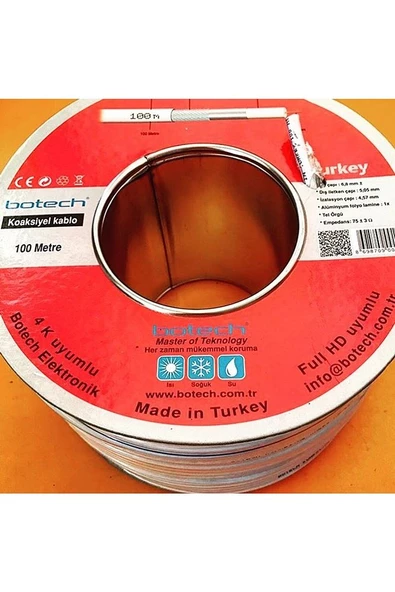 Botech RG6U4 4K UHD Anten Kablosu 100 Metre - 2
