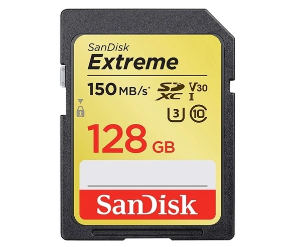 Sandisk 128GB Extreme SDXC Card 150MB/s V30 UHS-I U3 Hafıza Kartı SDSDXV5-128G-GNCIN