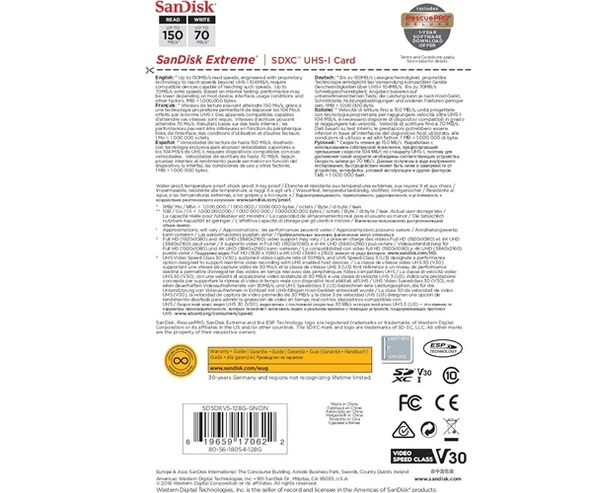 Sandisk 128GB Extreme SDXC Card 150MB/s V30 UHS-I U3 Hafıza Kartı SDSDXV5-128G-GNCIN - 5