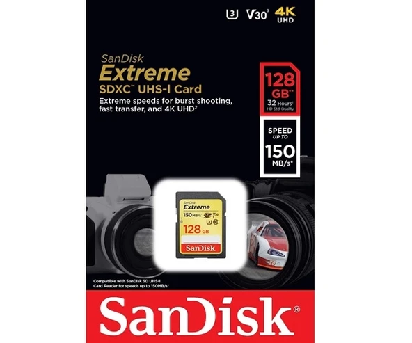 Sandisk 128GB Extreme SDXC Card 150MB/s V30 UHS-I U3 Hafıza Kartı SDSDXV5-128G-GNCIN - 4