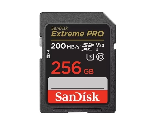 SanDisk 256GB Extreme Pro 200MB/s 90MB/s SDXC V30 UHS-I U3 Hafıza Kartı SDSDXXD-256G-GN4IN