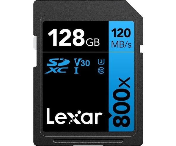 Lexar 128Gb 120Mb/s 800x C10 U3 V30 UHS-1 4K UHD SD Hafıza Kartı