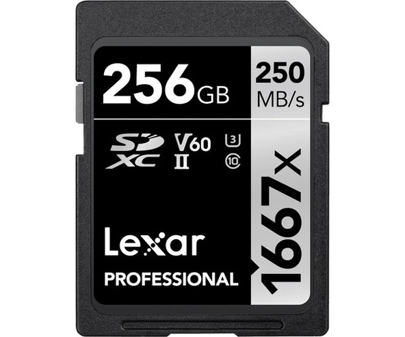 Lexar 256Gb 250Mb/s 1667x V60 U3 UHS-II SDXC 4K Hafıza Kartı