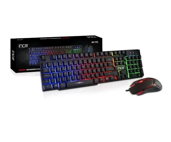 İnca IKG-448 Q Türkçe USB Siyah Raınbow Efect Mekanik Hisli Klavye Mouse