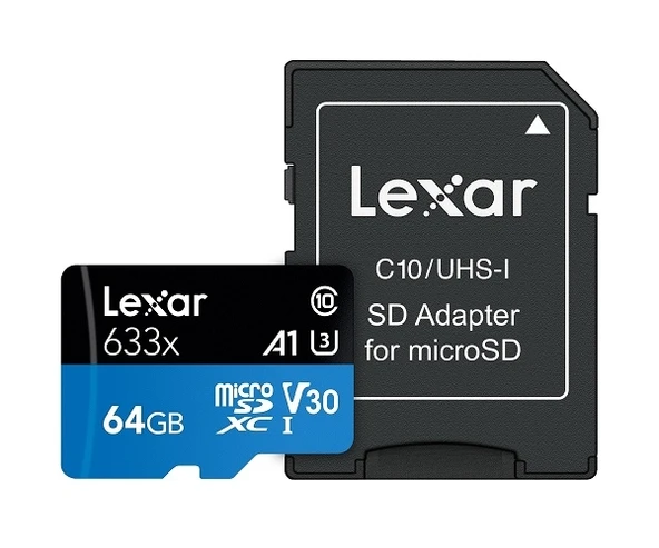 Lexar 64GB 633x 100Mb/s C10 A1 V30 U3 Micro SD Hafıza Kartı