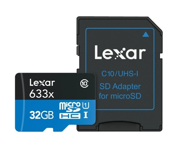 Lexar 32GB 633x 95Mb/s U1 A1 V10 Micro SD Hafıza Kartı + SD Adaptör