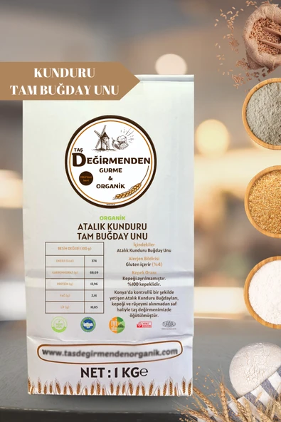 Taş Değirmenden Organik Atalık Kunduru Tam Buğday Unu - 1 Kilo - Resim 2