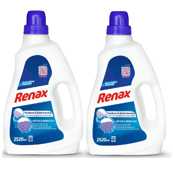 Renax Sıvı Çamaşır Deterjanı Beyaz ve Renkliler 2520 Ml x 2 Adet