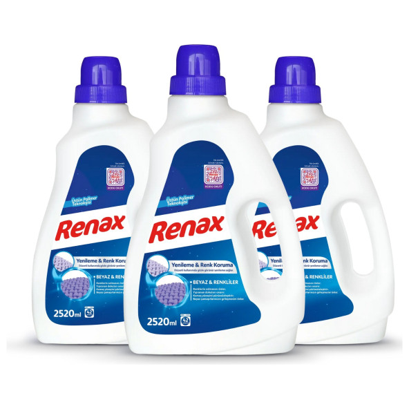 Renax Sıvı Çamaşır Deterjanı Beyaz ve Renkliler 2520 Ml x 3 Adet