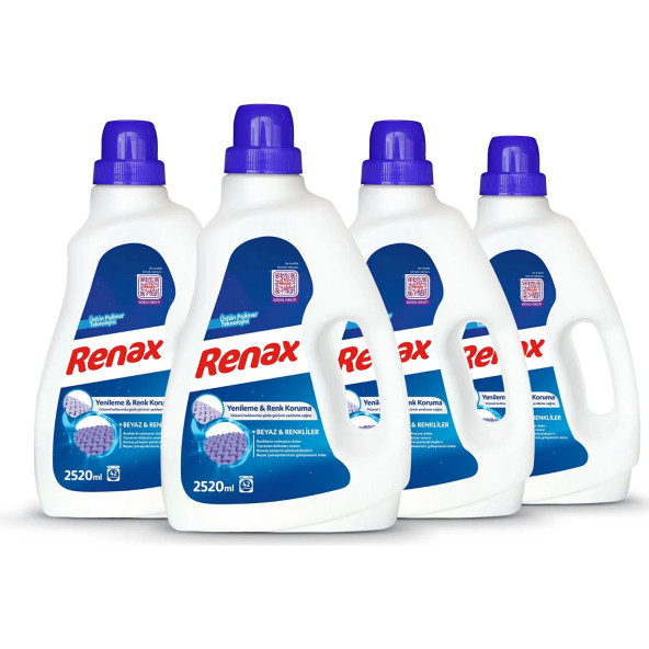 Renax Sıvı Çamaşır Deterjanı Beyaz ve Renkliler 2520 Ml x 4 Adet