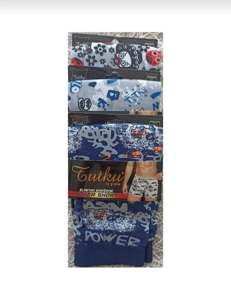 TUTKU 0119 ERKEK DESENLİ LİKRALI BOXER 3 ADET - 2