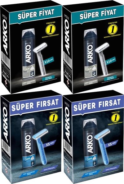 Arko Men Karma Set Traş Bıçağı Klasik (20 Adet)+Banyo Traş Bıçağı(10 Adet)+Traş Köpüğü Set (4 Adet)