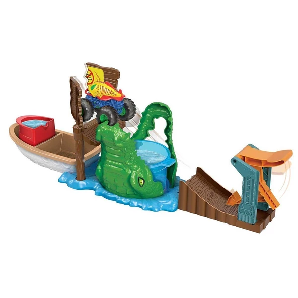 HGV14 Hot Wheels - Monster Trucks Renk Değiştiren Araçlar Timsahdan Kaçış Oyun - 3