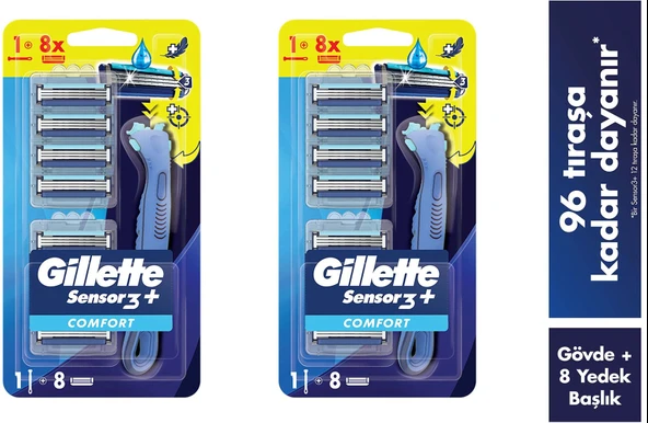 Gillette Sensor 3 Plus Comfort Makine + 8  8700216873284 X 2