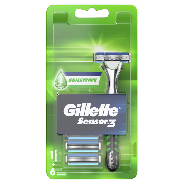 Gillette Sensor Tıraş Makinesi + 6 Yedek Bıçak Sensitive 7702018589043
