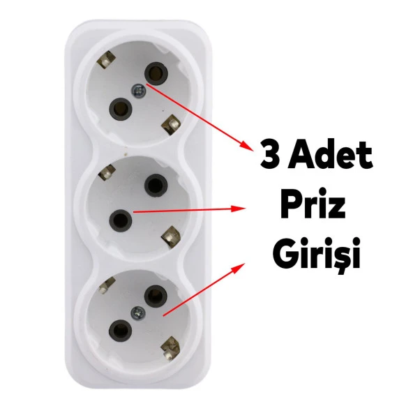 Fiş Priz Topraklı Çoklu Grup Priz Çoğaltıcı Üçlü Golyat Elektrik Prizi 3lü - 5
