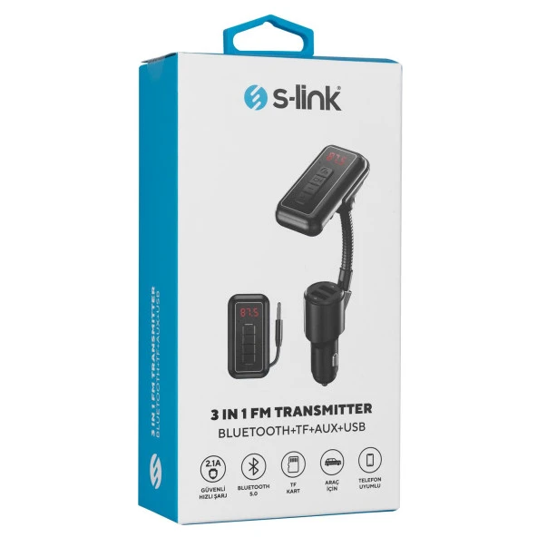 S-link SL-BT244 5V 2.1A/5V 1A BT+FT+AUX+USB FM Transmitter &Receiver - 36022 - 7