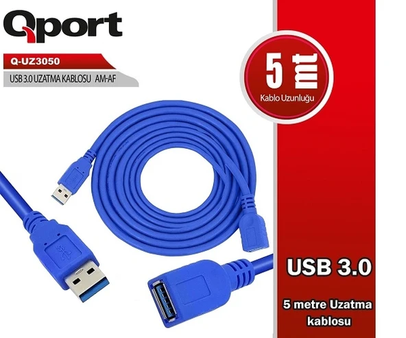 Qport 5mt Usb 3.0 Uzatma Kablosu Q-UZ3050 - 2