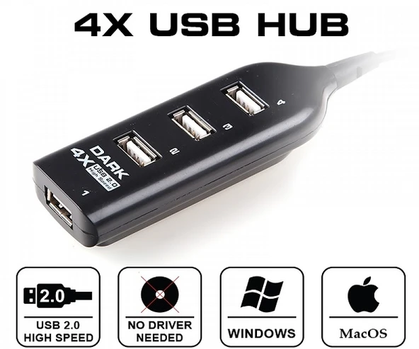 Dark DK-AC-USB24 4 Port USB 2.0 Çoklayıcı