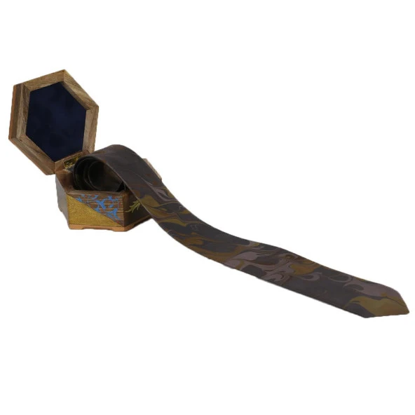 e38 ERKEK RENKLİ EBRU KRAVAT - K0109 - 2