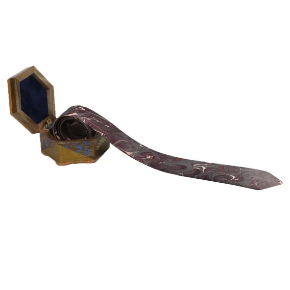 e38 ERKEK RENKLİ EBRU KRAVAT - K0116 - 2