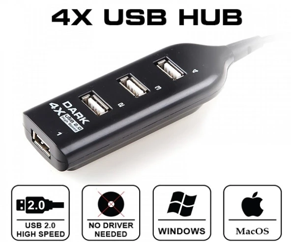 Dark DK-AC-USB24 4 Port USB 2.0 Çoklayıcı