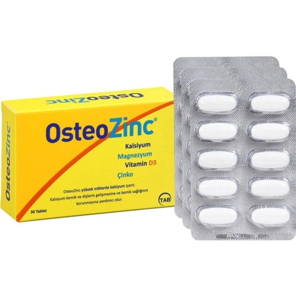 Tab İlaç A.Ş. Osteozinc - Kaisiyum,Magnezyum,Çinko,D Vitamin - 30 Tablet