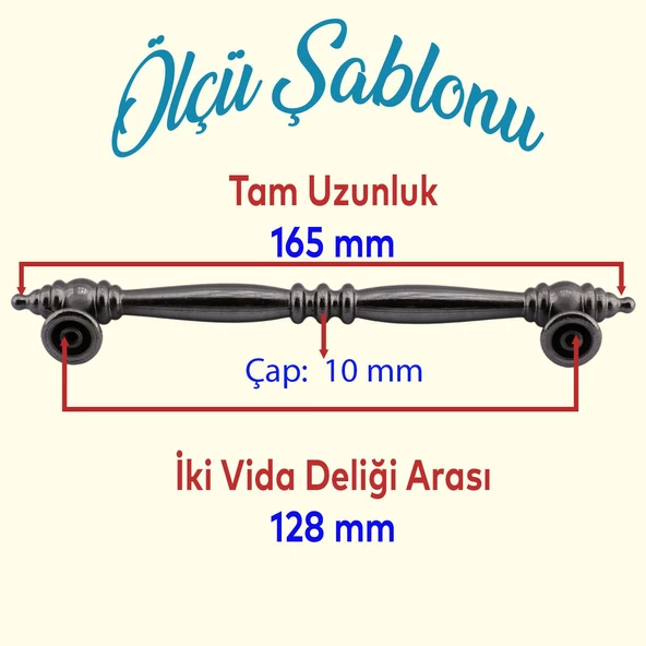 Petek Lüx Mutfak Mobilya Çekmece Dolabı Dolap Kapak Kulpu Kulbu Düz Metal Kulpları Kulpu Füme 128 Mm - 2